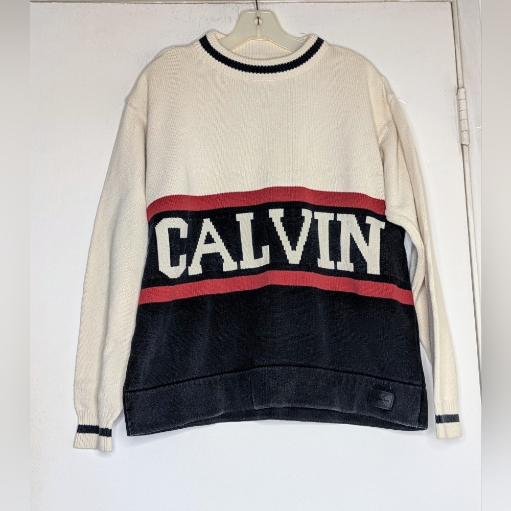 VINTAGE Calvin Klein • SPELLOUT Sweater RARE